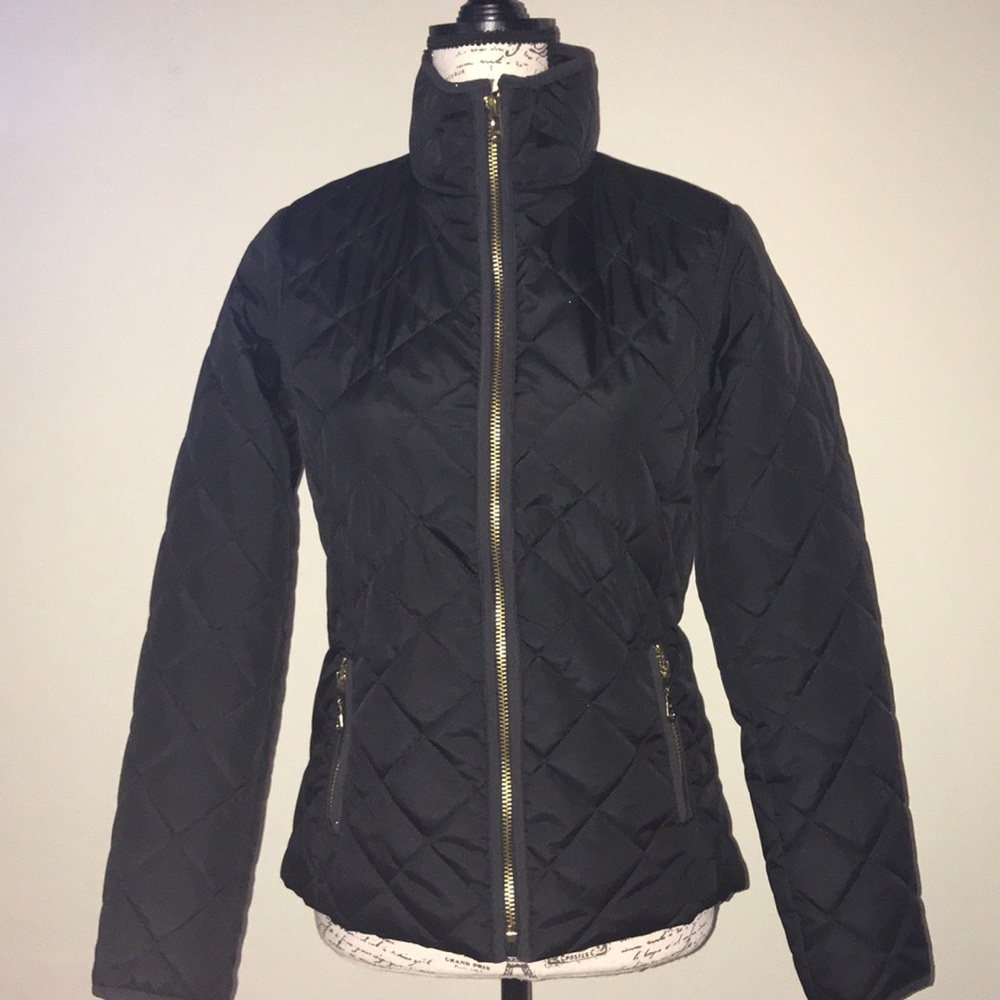 DIAMOND QUILTED LIGHT JACKET WITH GOLDTONE ZIPPER